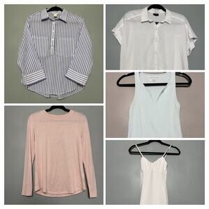 BUNDLE 5 Piece Womens XS Tank Top Shirt H&M American Eagle Banana Splendid White